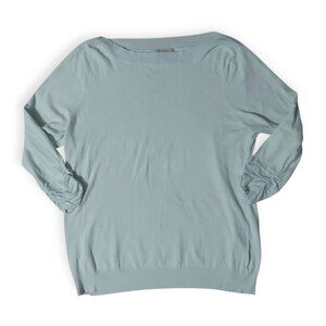 Roz & Ali Women's Sweater Ruched Sleeve Lightweight Soft Mint Green Size 1X